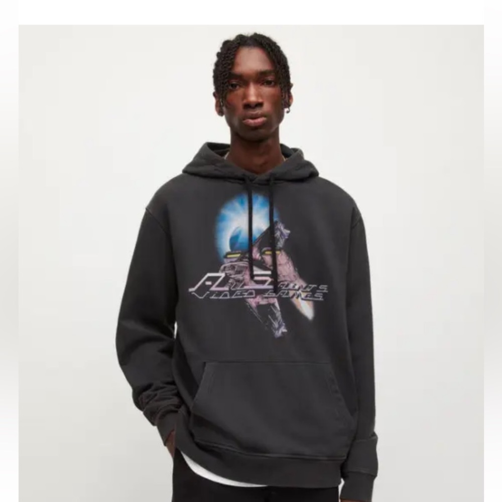 NWT All Saints Size Medium Arcade Hoody Washed Black